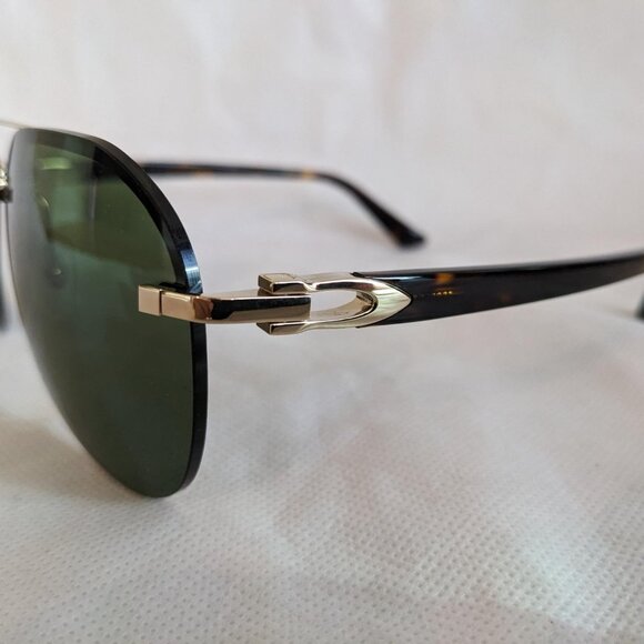 Authentic Cartier CT0275S 002 61 Aviator Pilot Sunglasses Havana Green Gold - Picture 6 of 12